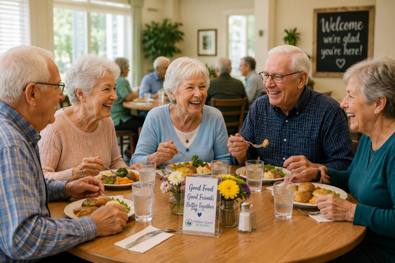 Older adults enjoying a meal together