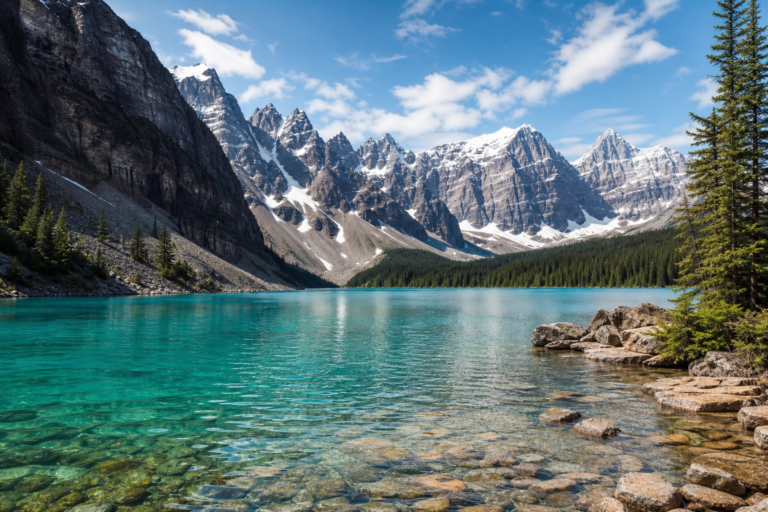 Turquoise alpine lake in the Canadian Rockies