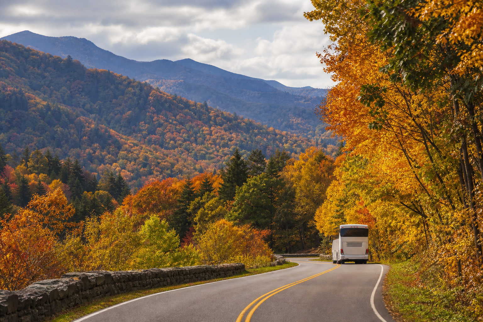 Autumn road through the Great Smoky Mountains